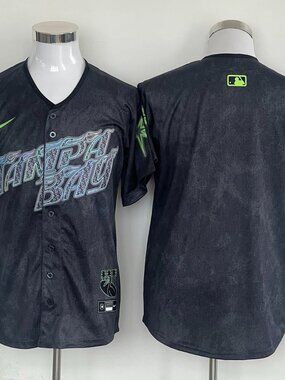 Tampa Bay "Grit & Glow" Baseball Jersey - Black Sun-Faded Style